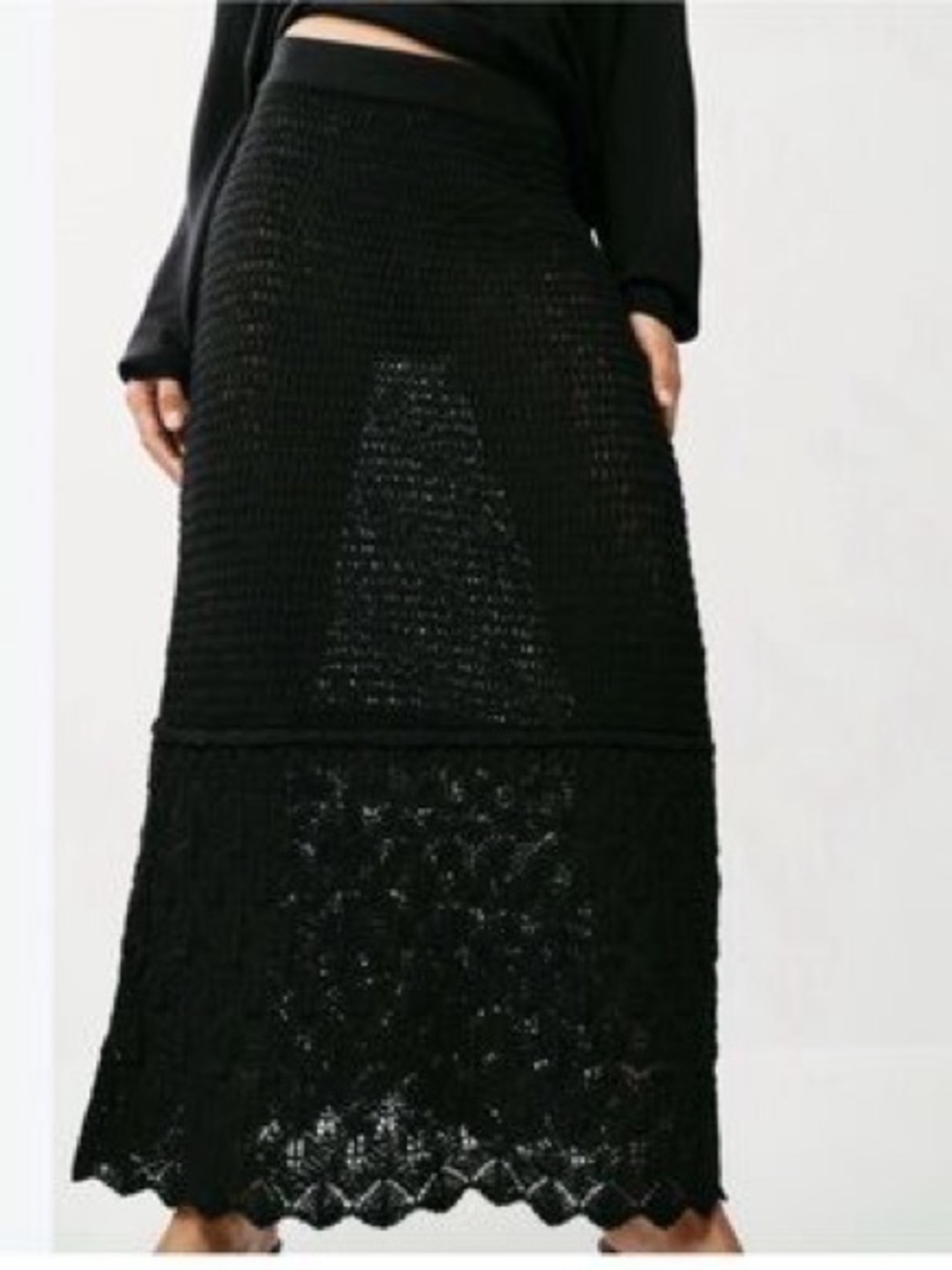 NWOT ZARA POINTELE CROCHET MAXI SKIRT SIZE S